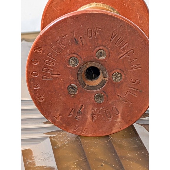 Vulcan Silk Co 4 31 Vintage Industrial Wooden Spool Bobbin Wm F Groce Used - Picture 6 of 8